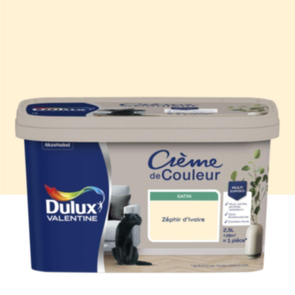 Peinture Crème de couleur satin zéphyr d'ivoire 2,5L - DULUX VALENTINE