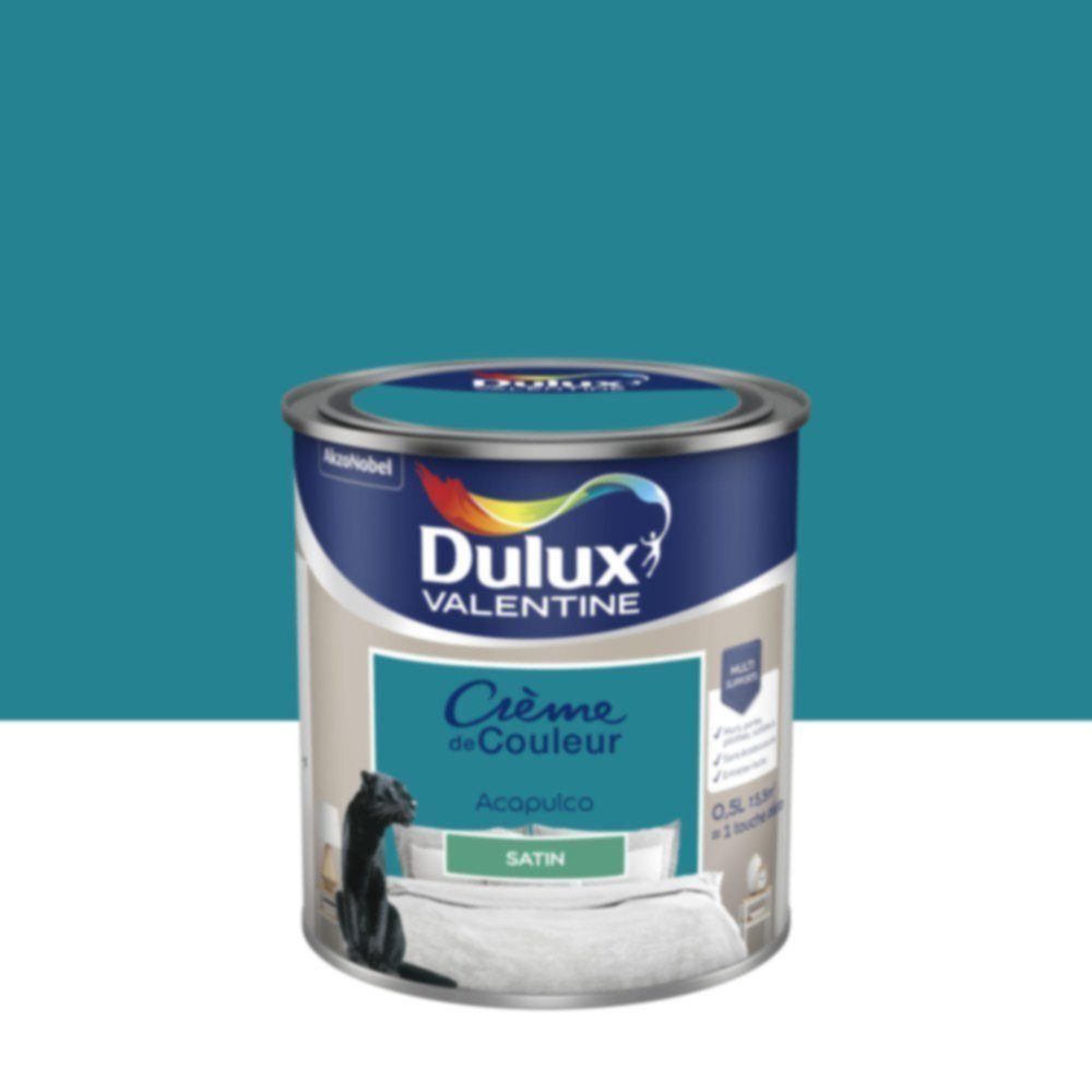 Peinture murs et boiseries Crème de Couleur Satin Acapulco 0,5L - DULUX VALENTINE