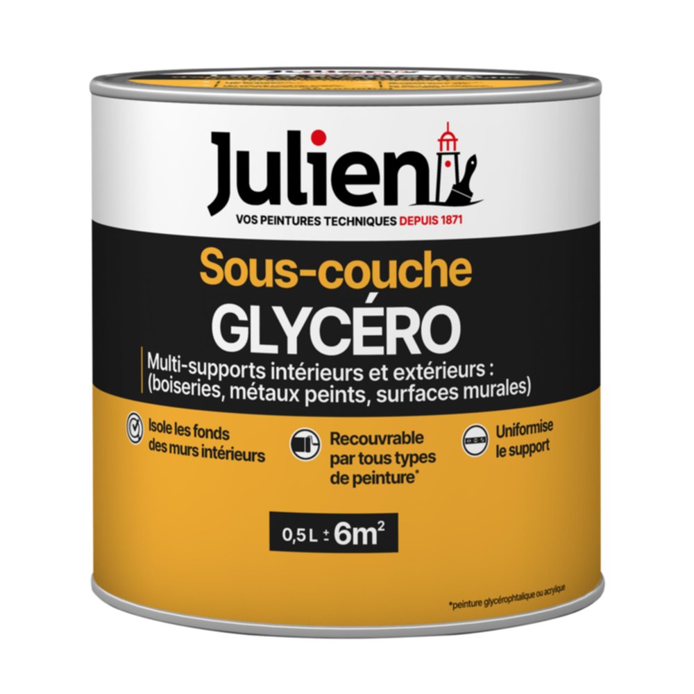 Sous-couche Peinture Glycéro Intérieur Extérieur Blanc Mat 0,5L - JULIEN