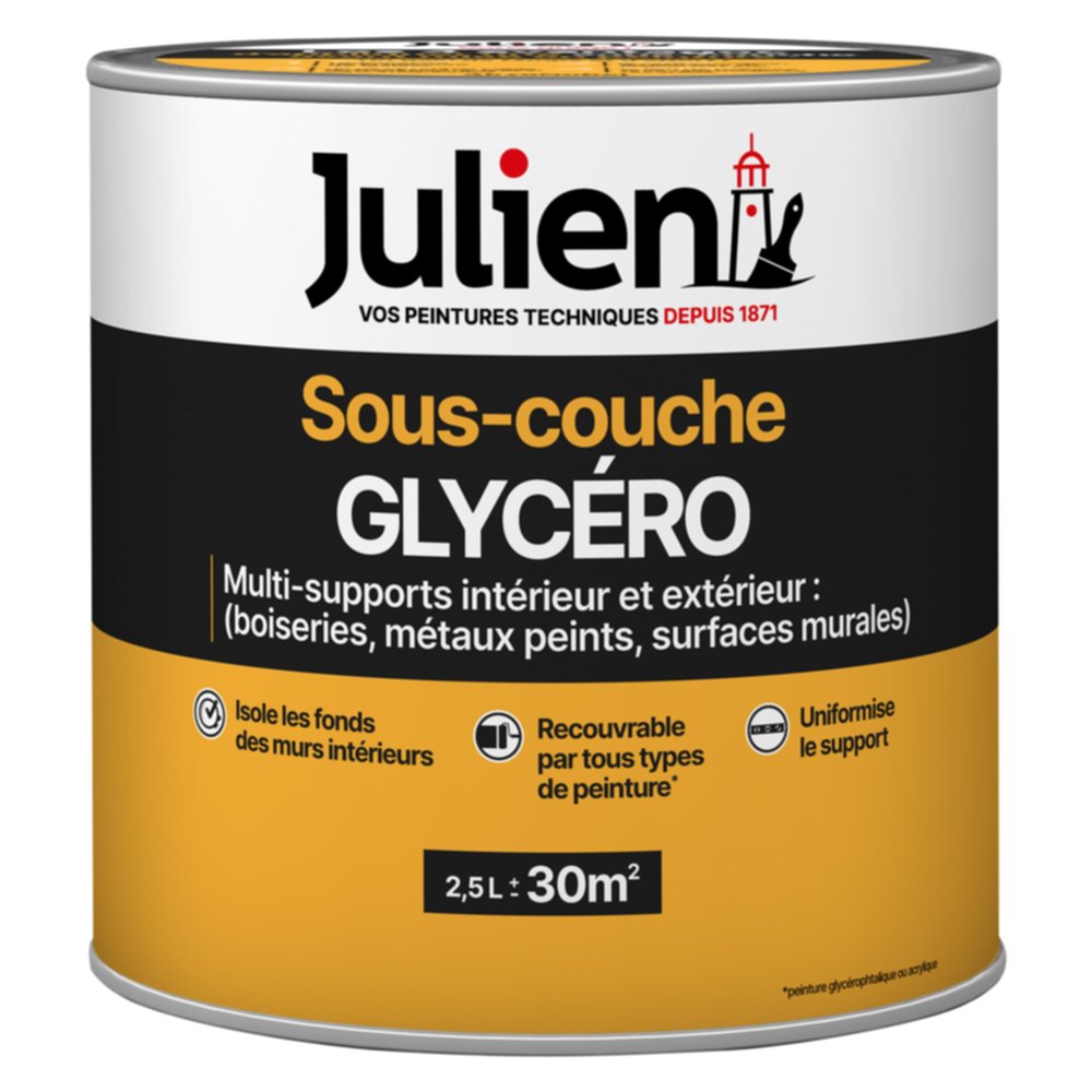 Sous-couche Peinture Glycéro Intérieur Extérieur Blanc Mat 2,5L - JULIEN