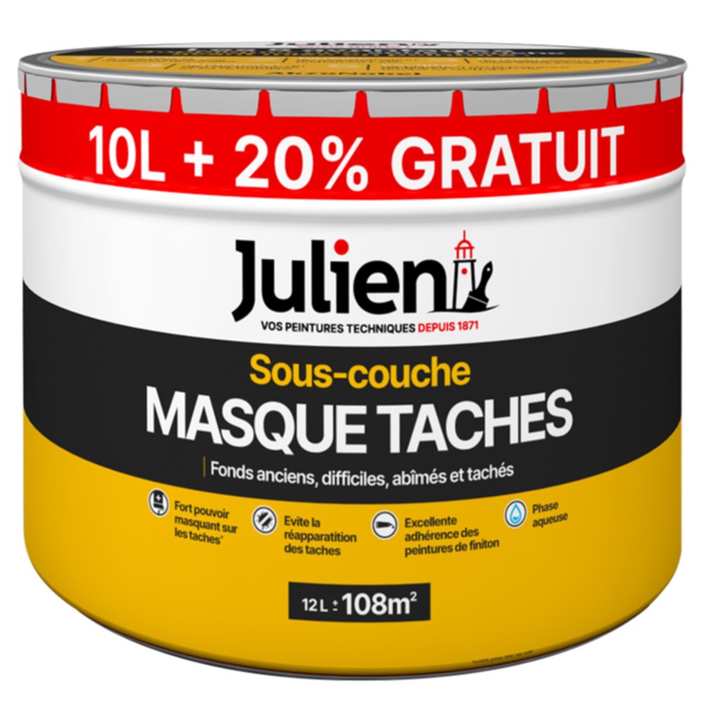 Sous-couche Peinture Masque Taches Multi-Supports Blanc Mat 12L - JULIEN