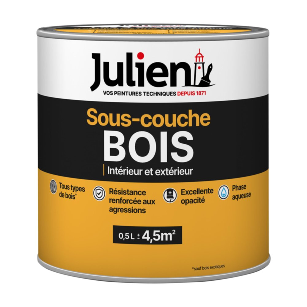 Sous-couche Peinture Bois Intérieur Extérieur Blanc Mat 0,5L - JULIEN