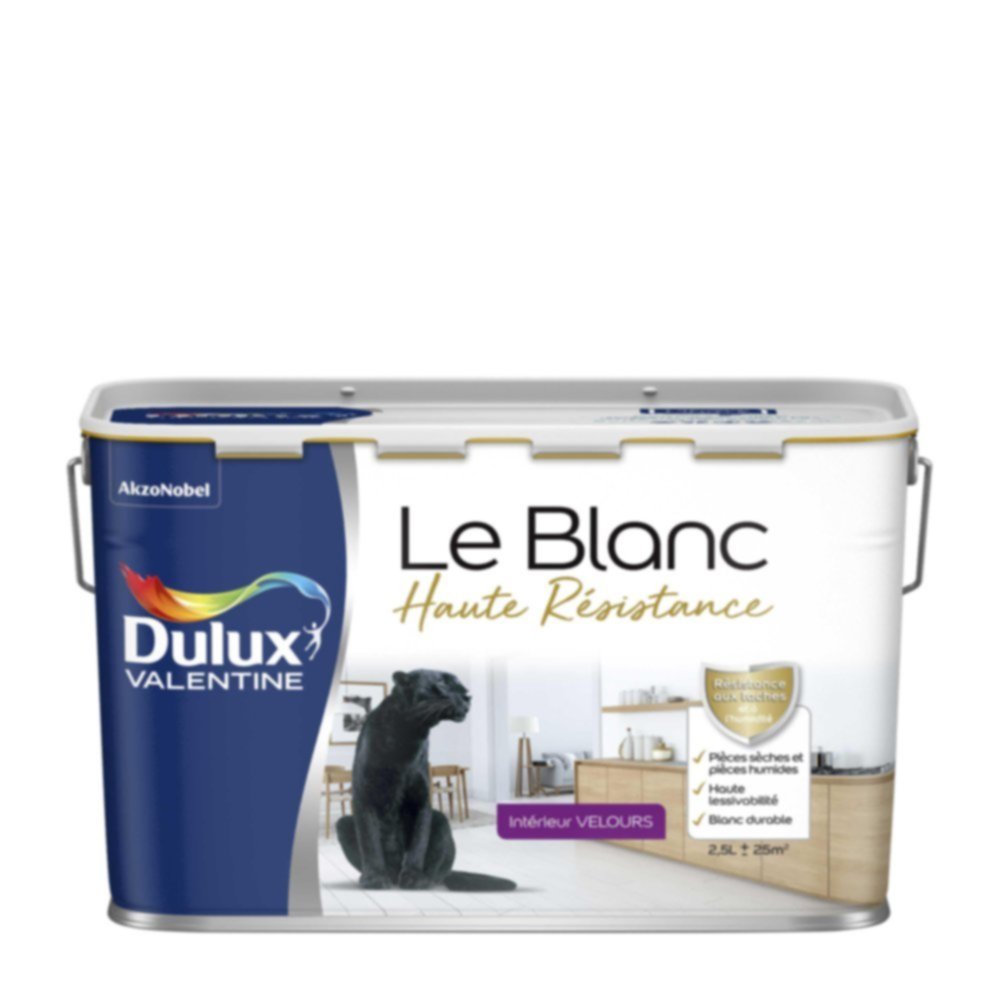 Peinture intérieure Haute Resistance Blanc Velours 2,5L - DULUX VALENTINE