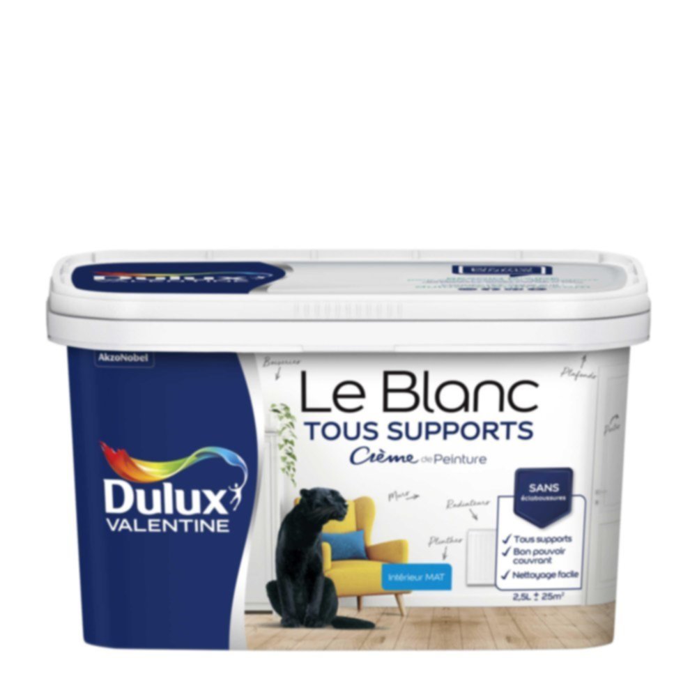 Peinture intérieure Crème de Peinture Blanc Mat 2,5L - DULUX VALENTINE