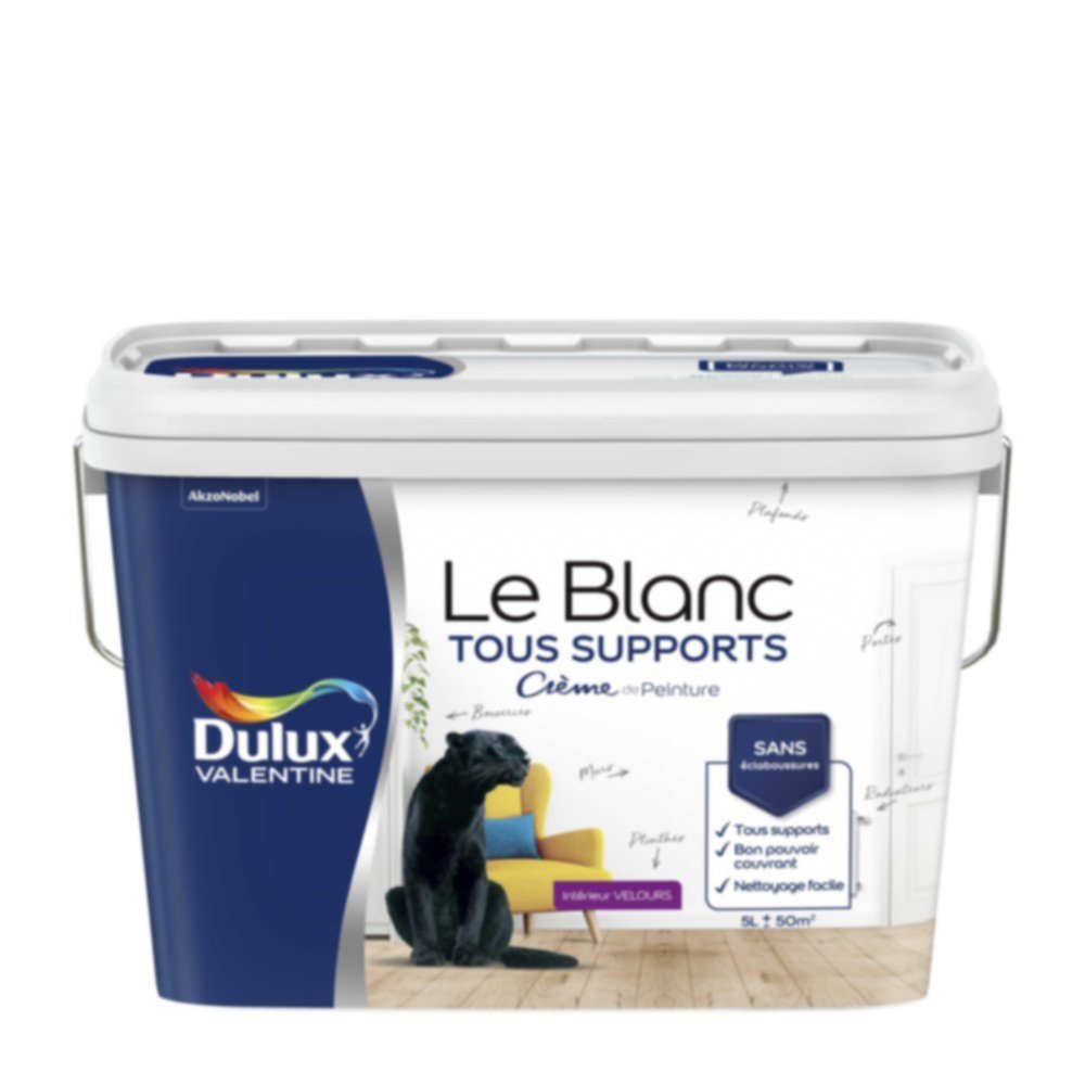 Peinture intérieure Crème de Peinture Blanc Velours 5L - DULUX VALENTINE