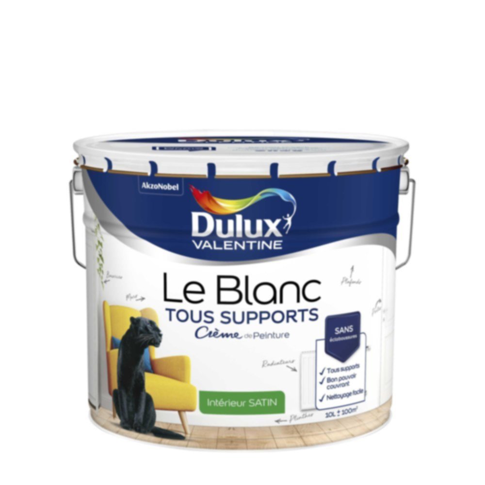 Peinture intérieure Crème de Peinture Blanc Satin 10 L - DULUX VALENTINE