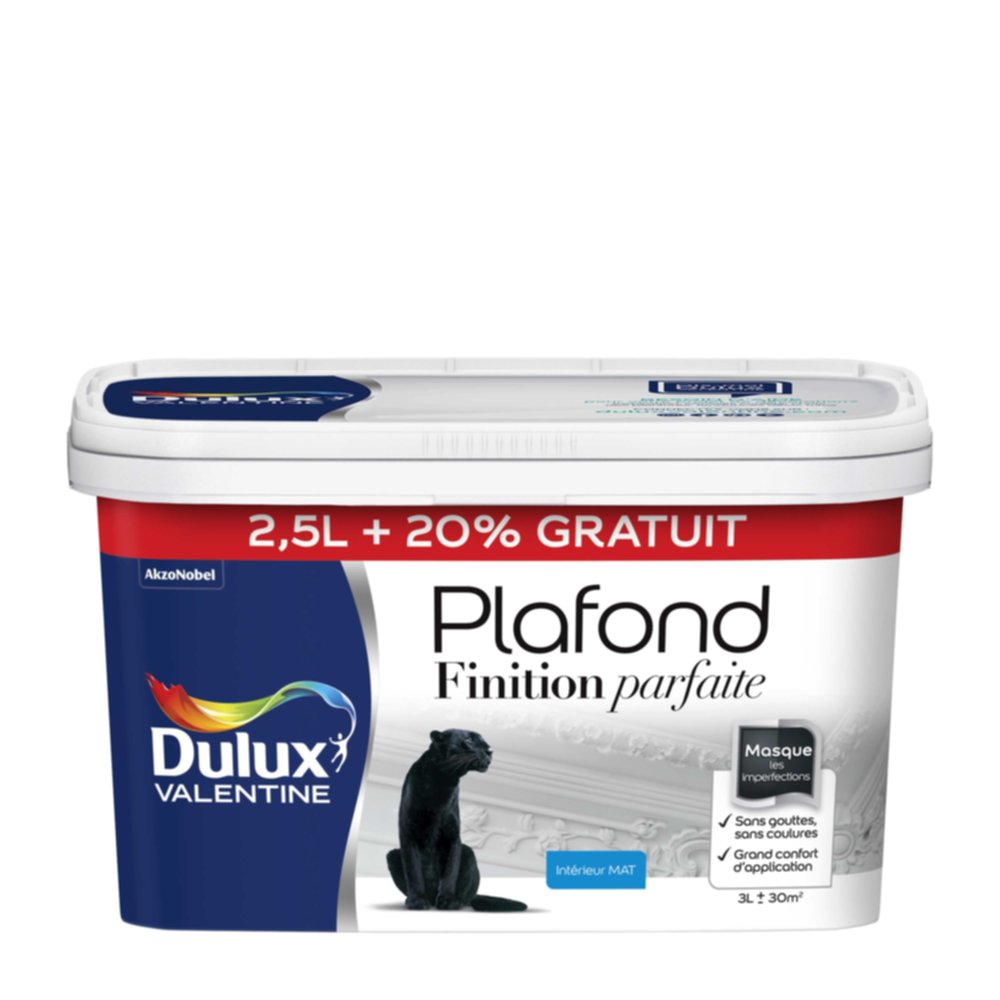 Peinture intérieure Plafond Finition Parfaite Blanc Mat 2,5L + 20% - DULUX VALENTINE