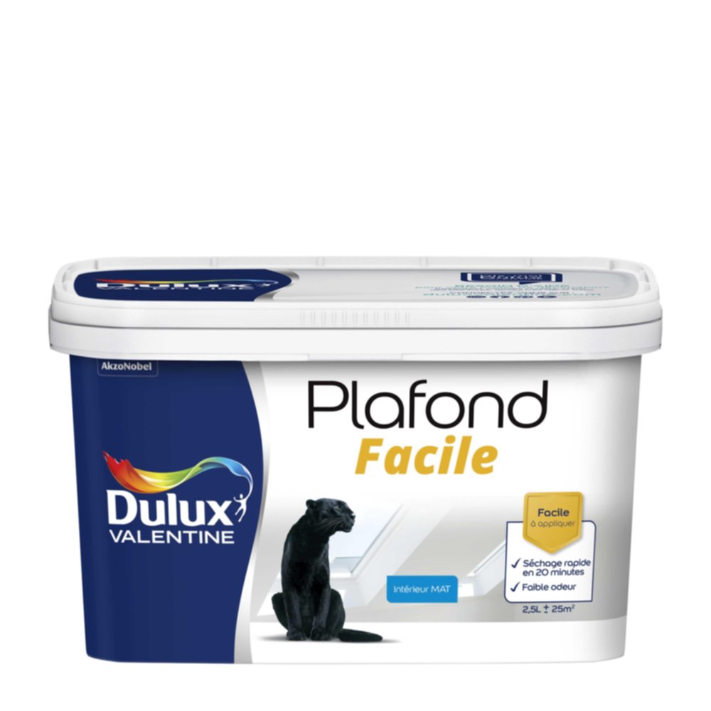 Peinture intérieure Plafond Facile Blanc Mat 2,5L - DULUX VALENTINE