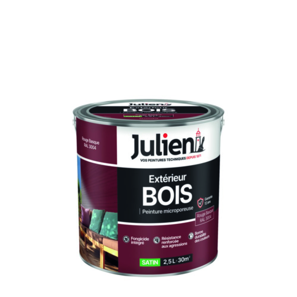 Peinture bois 2,5 l rouge basque