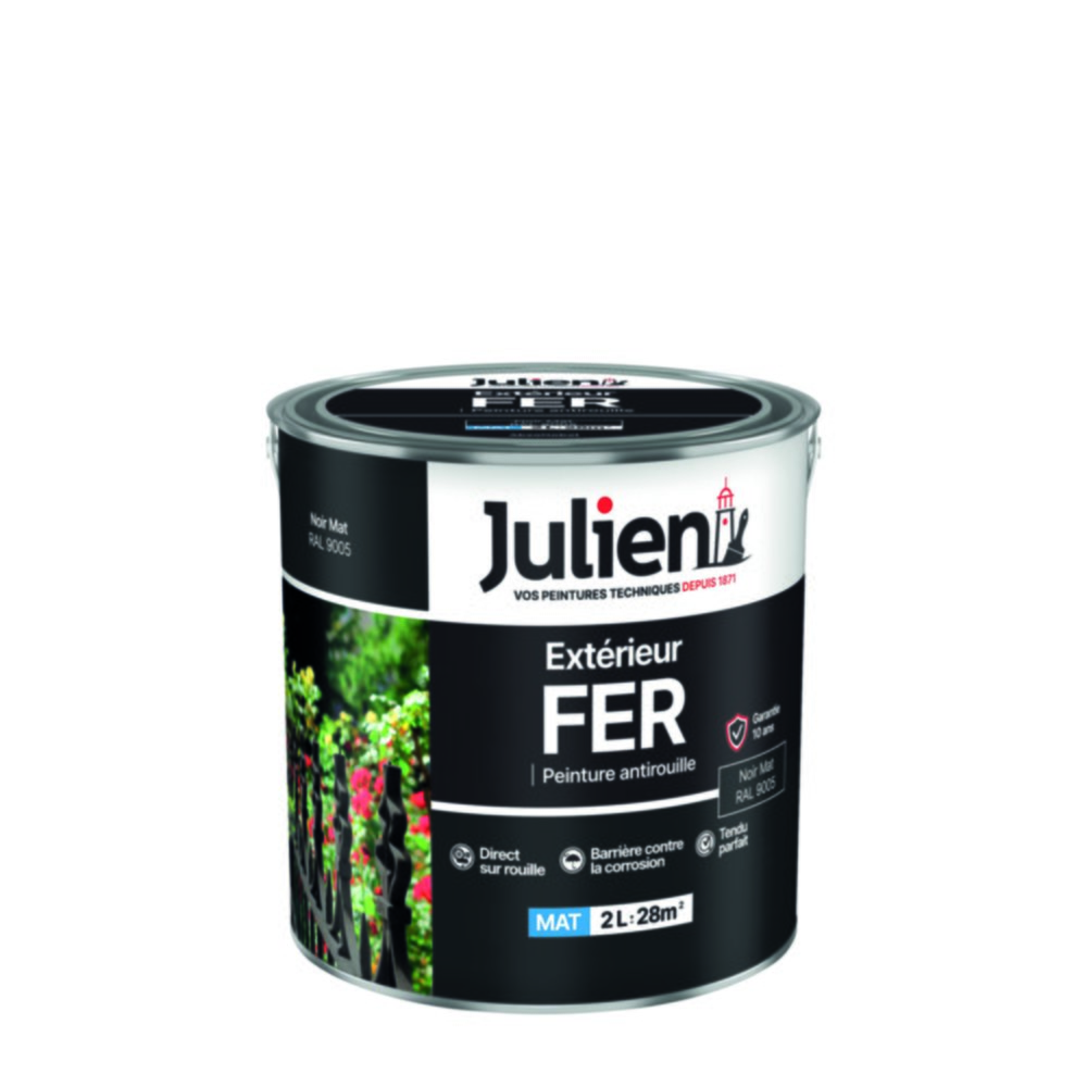 Peinture fer 2 l noir mat