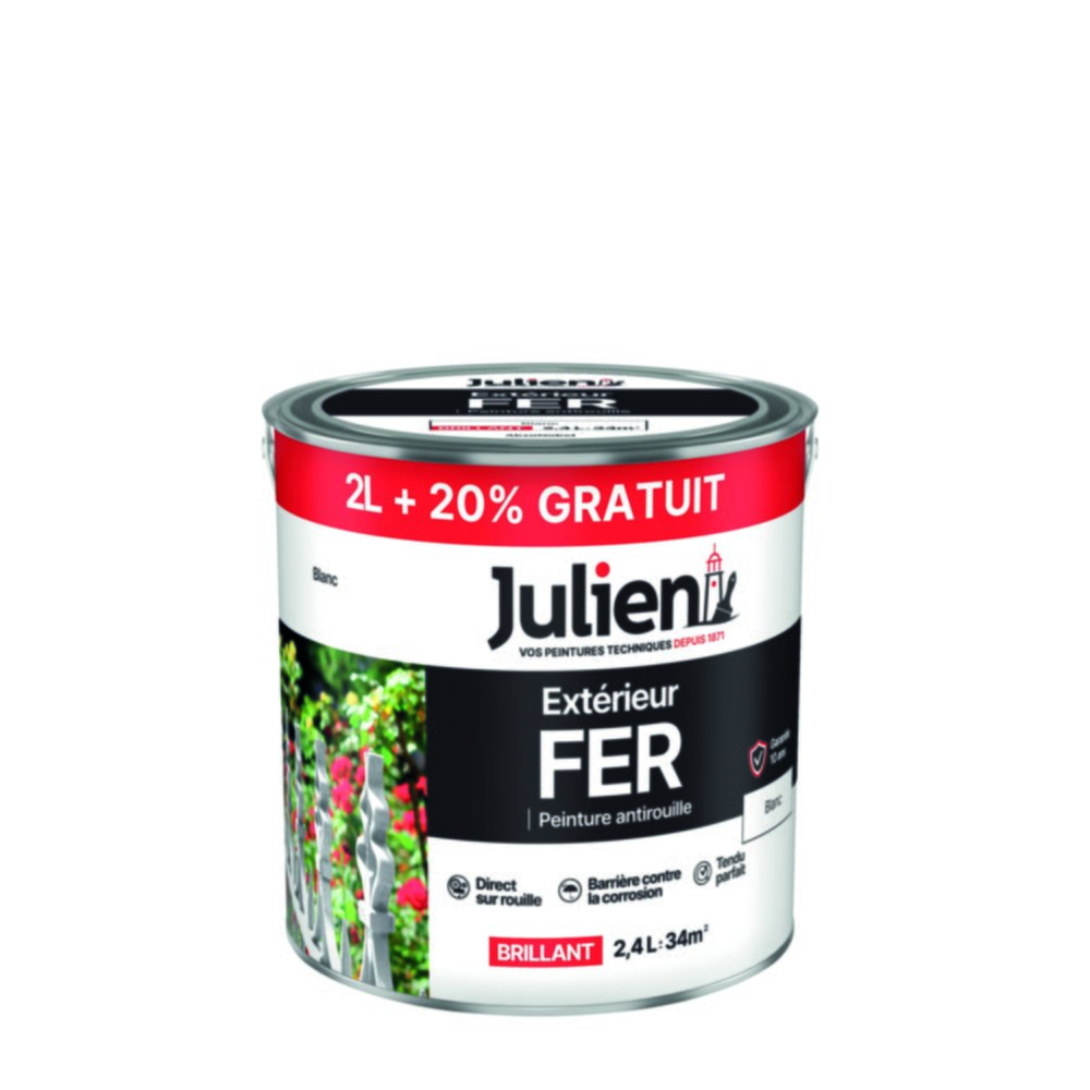 Peinture fer Blanc 2L+20% - JULIEN