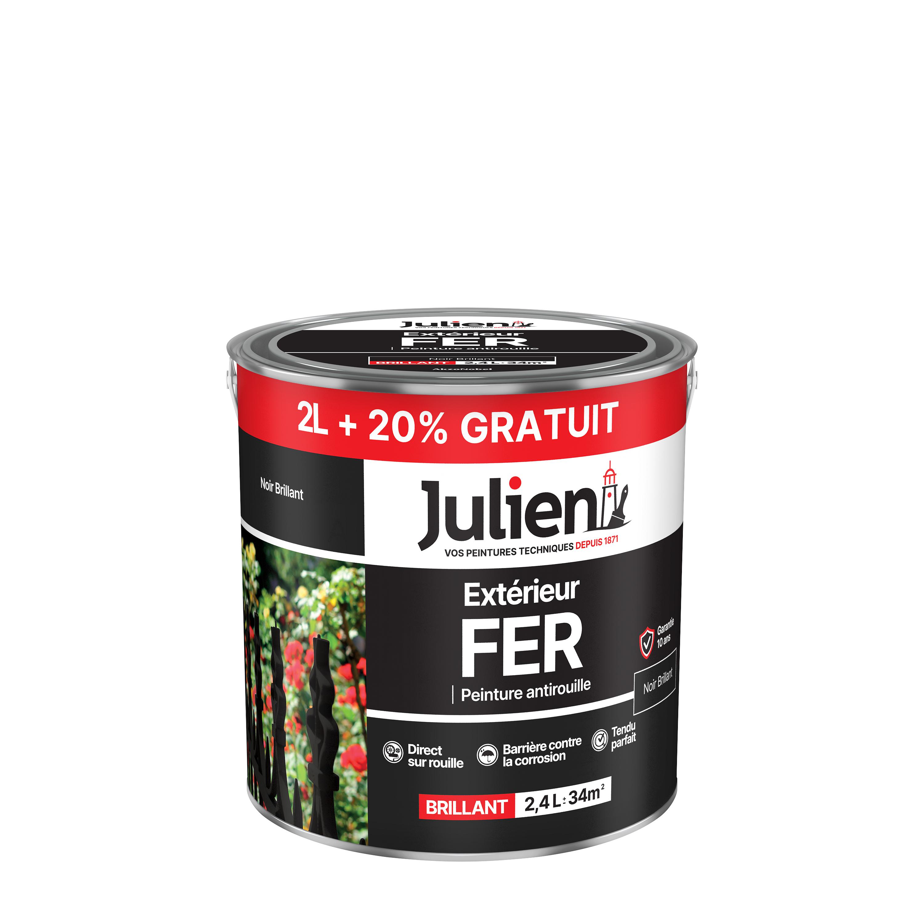 Peinture fer Noir brillant 2L+20% - JULIEN