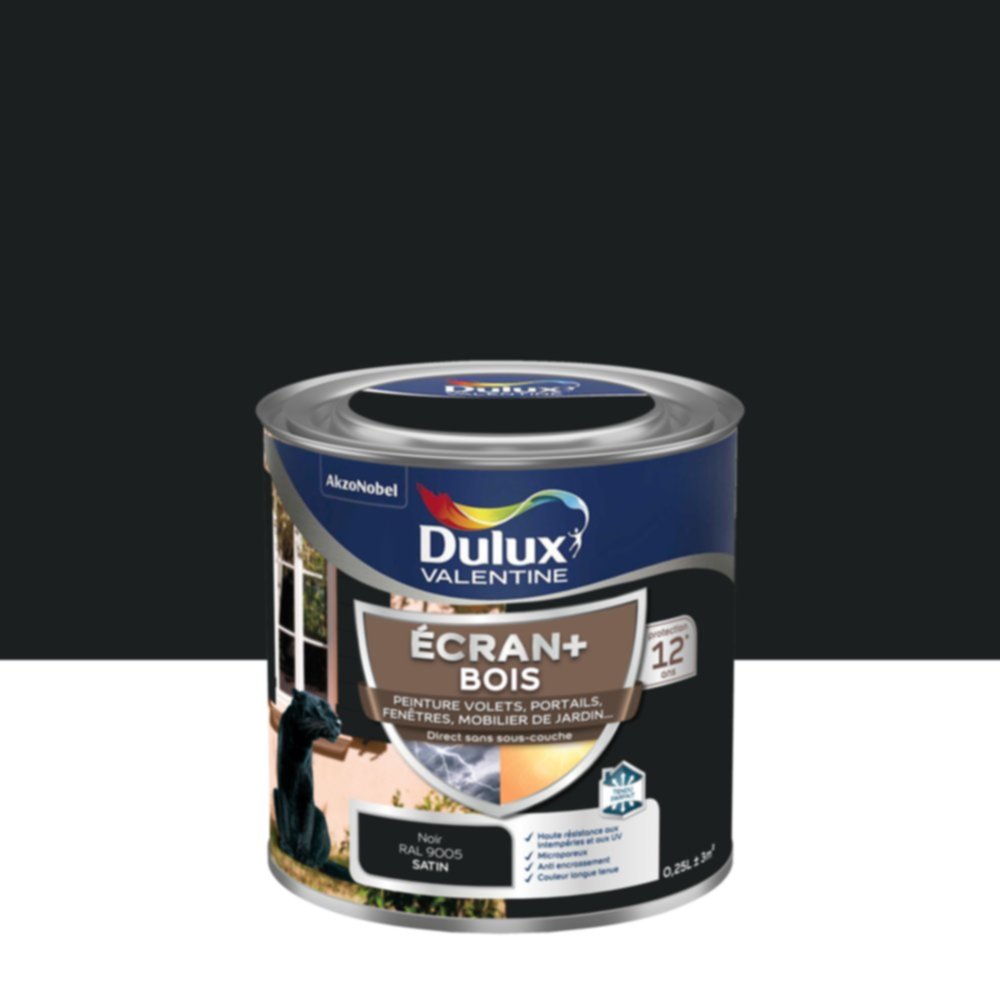 Peinture Ecran+ Bois Satin Noir 0,25L - DULUX VALENTINE