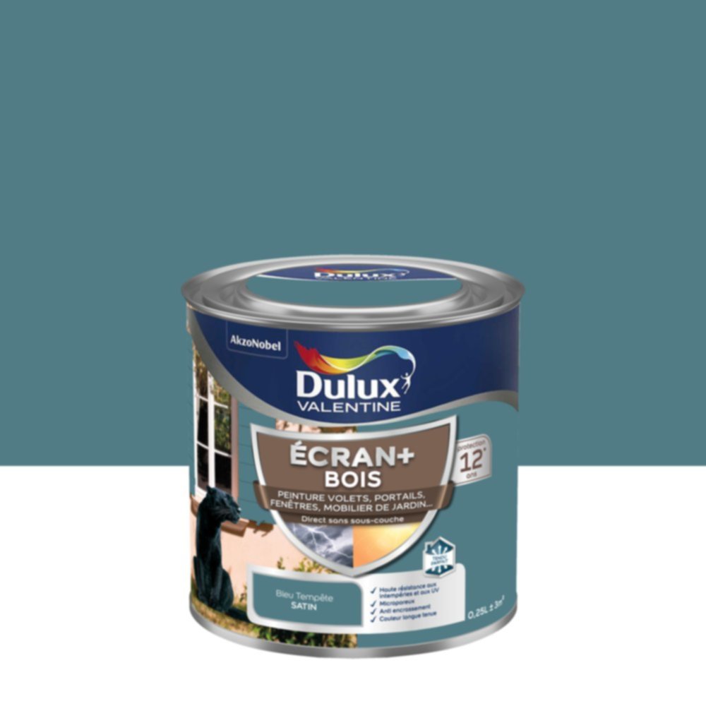 Peinture Ecran+ Bois Satin Bleu Tempête 0,25L - DULUX VALENTINE