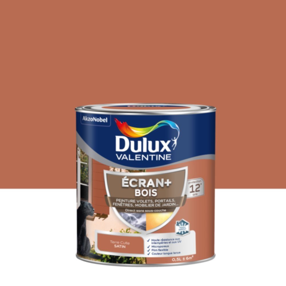 Peinture Ecran+ Bois Satin Terre Cuite 0,5L - DULUX VALENTINE