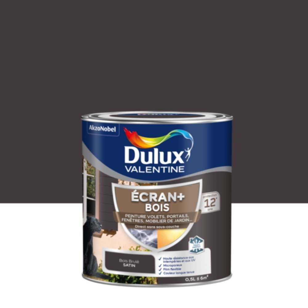 Peinture Ecran+ Bois Satin Bois Brûlé 0,5L - DULUX VALENTINE