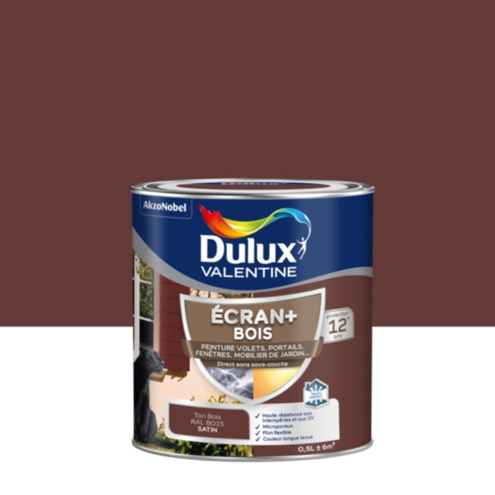 Peinture Ecran+ Bois Satin Ton Bois 0,5L - DULUX VALENTINE