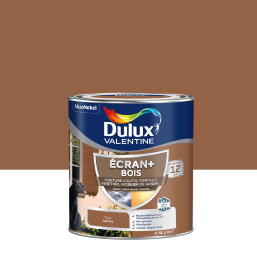 Peinture Ecran+ Bois Satin Teck 0,5L - DULUX VALENTINE