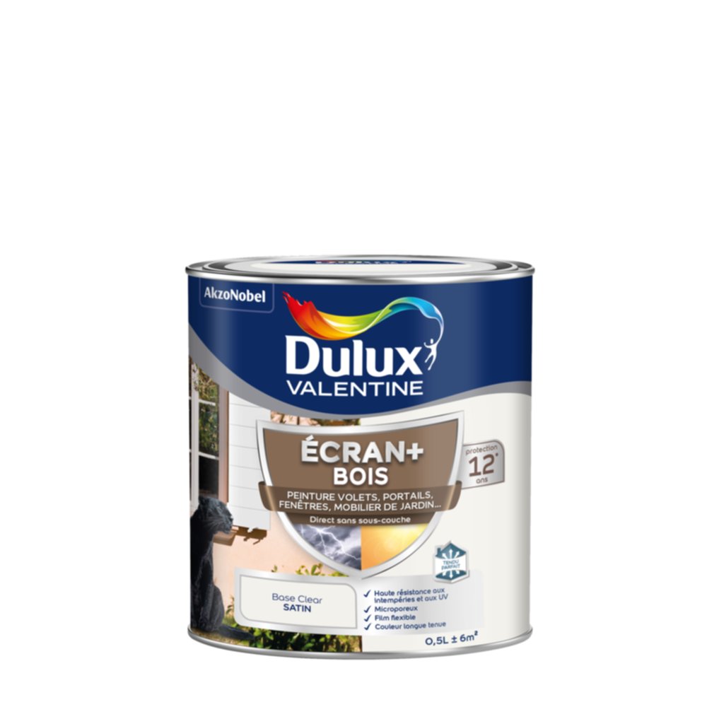 Peinture Ecran+ Bois Satin Base Clear 0,5L - DULUX VALENTINE