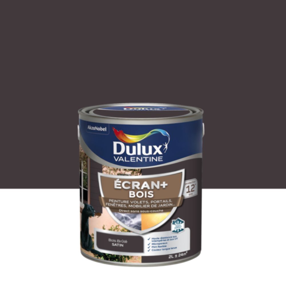 Peinture Ecran+ Bois Satin Bois Brûlé 2L - DULUX VALENTINE