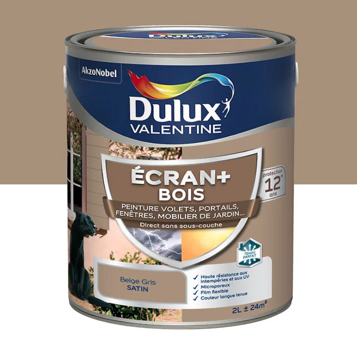 Peinture écran+ bois 2 l beige gris satin 