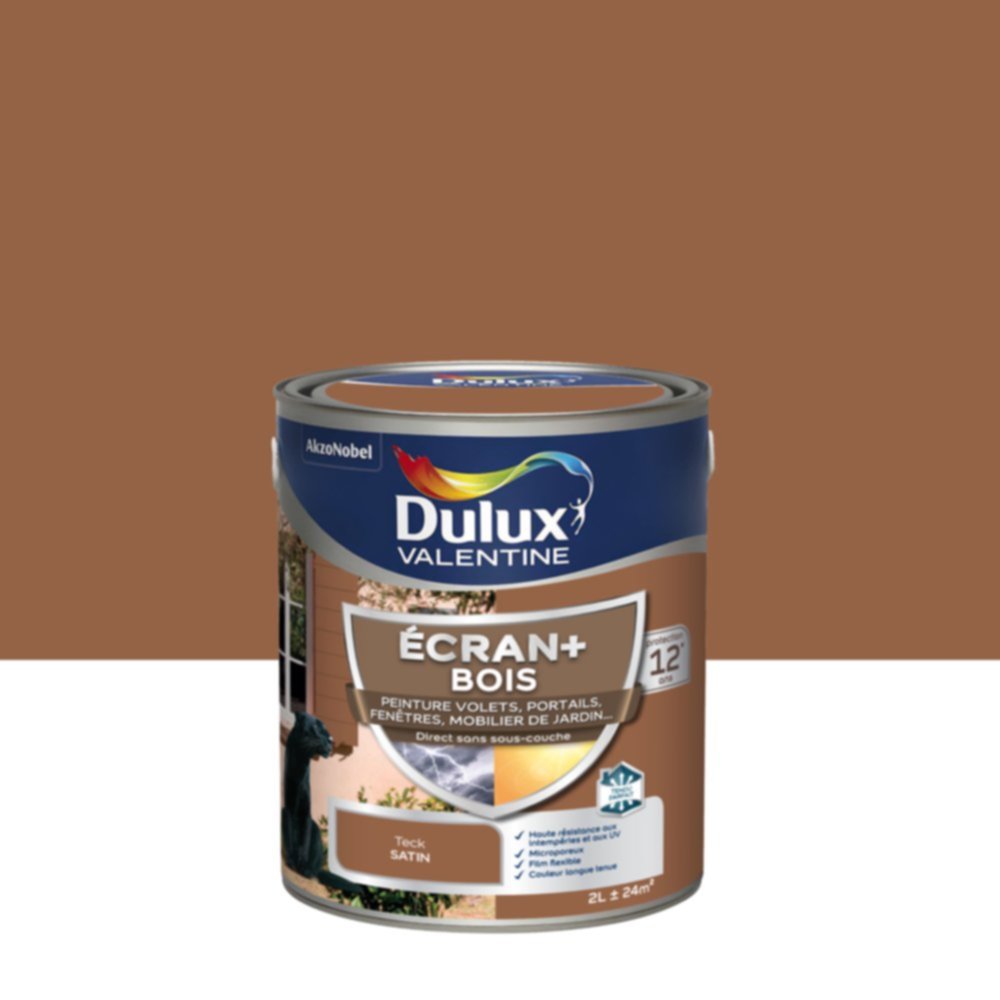 Peinture Ecran+ Bois Satin Teck 2L - DULUX VALENTINE