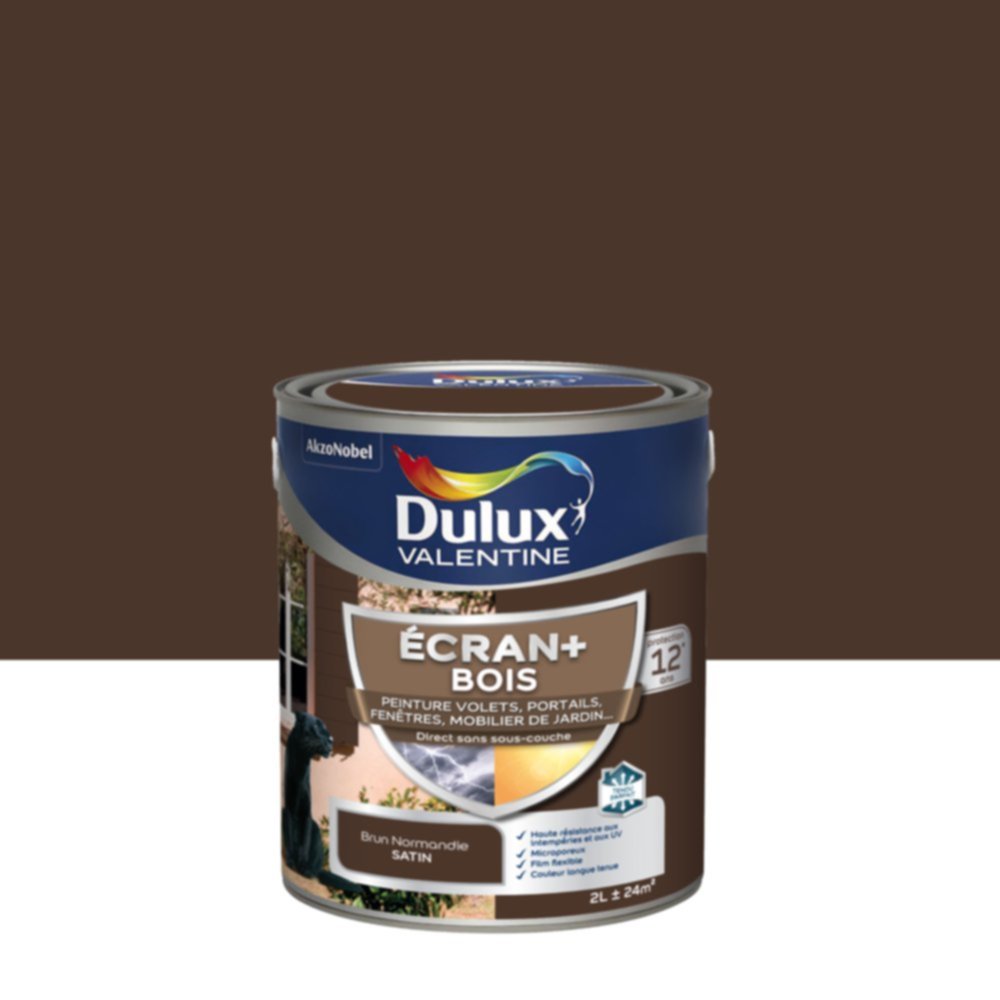 Peinture Ecran+ Bois Satin Brun Normandie 2L - DULUX VALENTINE