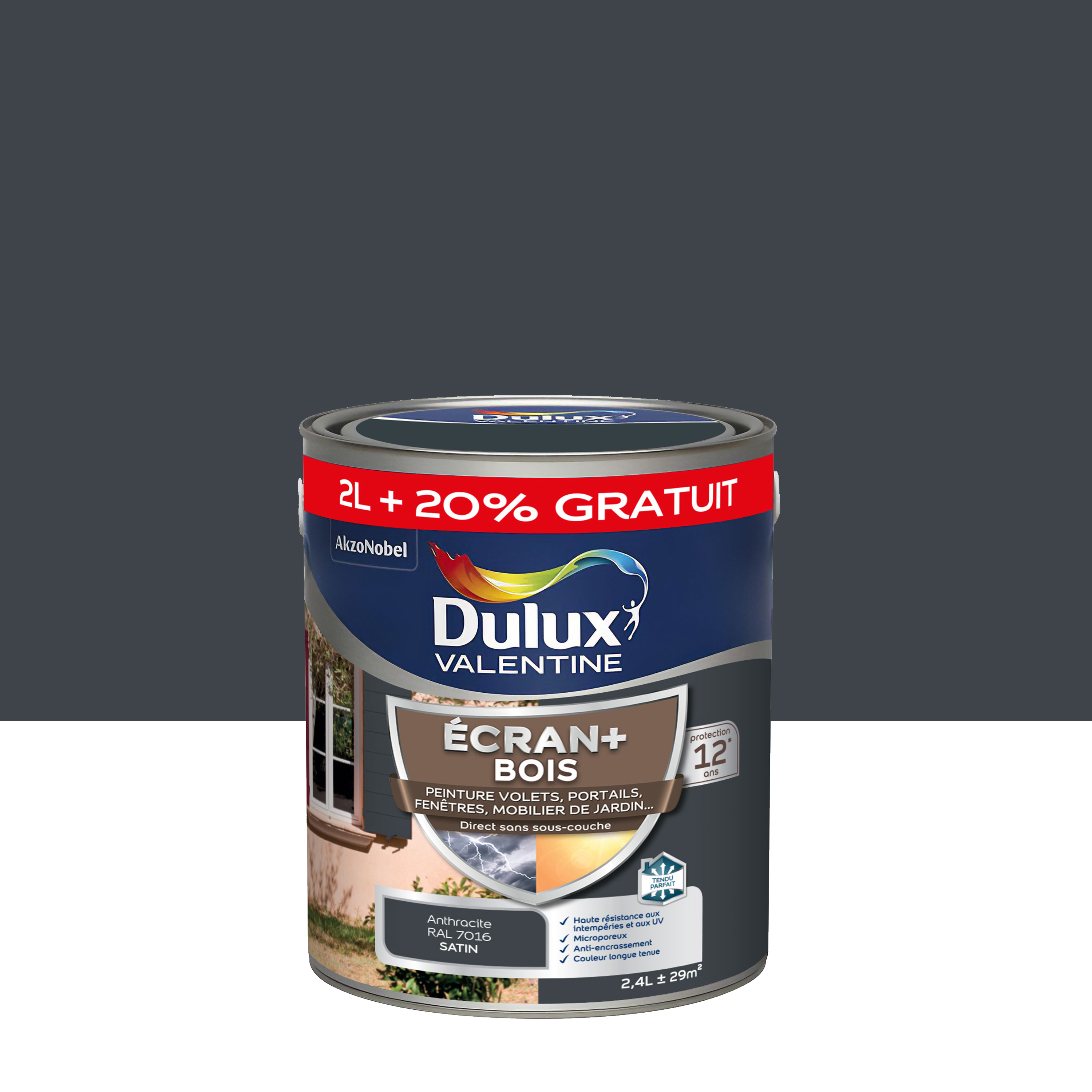 Peinture Ecran+ Bois Anthracite 2L+20% offerts - DULUX VALENTINE