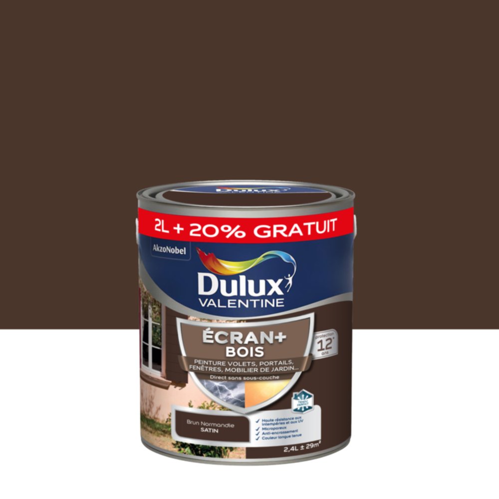 Peinture Ecran+ Bois Brun normandie 2L+20% offerts - DULUX VALENTINE