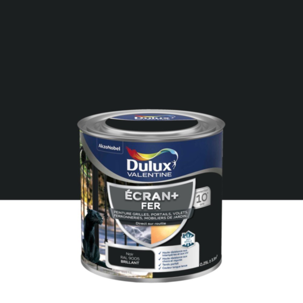 Peinture Ecran+ Fer Brillant Noir 0,25L - DULUX VALENTINE