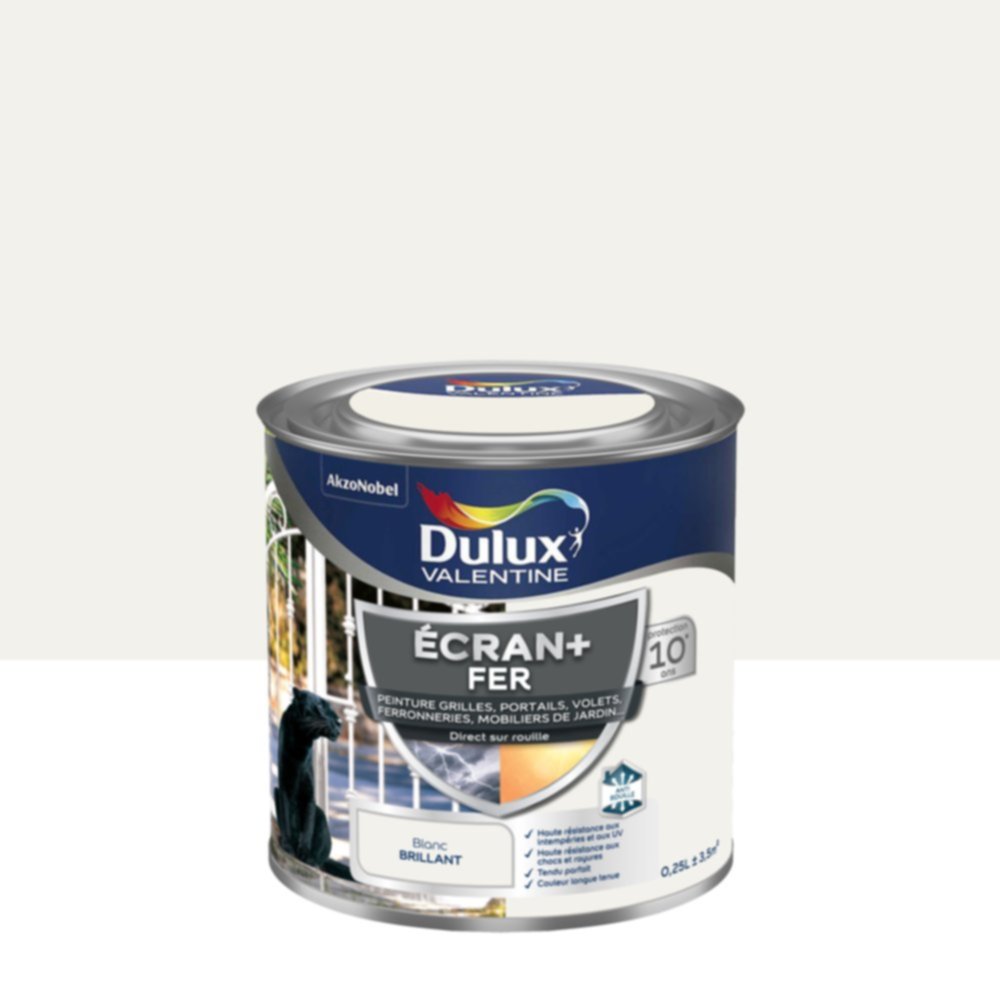 Peinture Ecran+ Fer Brillant Blanc 0,25L - DULUX VALENTINE