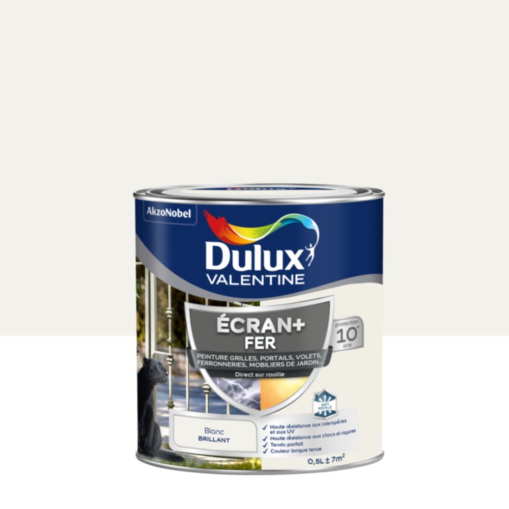 Peinture Ecran+ Fer Brillant Blanc 0,5L - DULUX VALENTINE