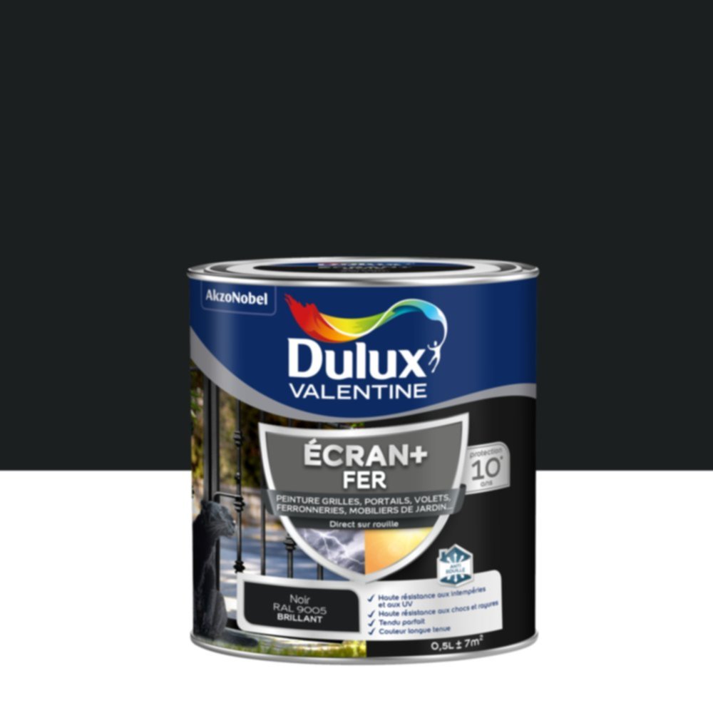 Peinture Ecran+ Fer Brillant Noir 0,5L - DULUX VALENTINE