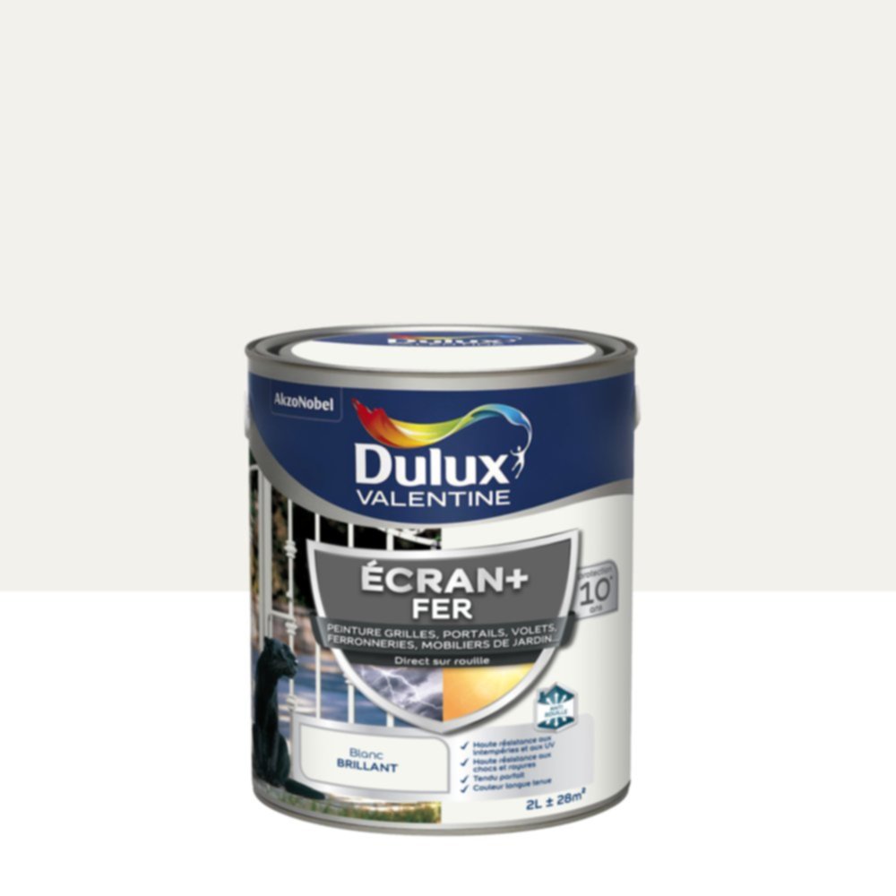 Peinture Ecran+ Fer Brillant Blanc 2L - DULUX VALENTINE