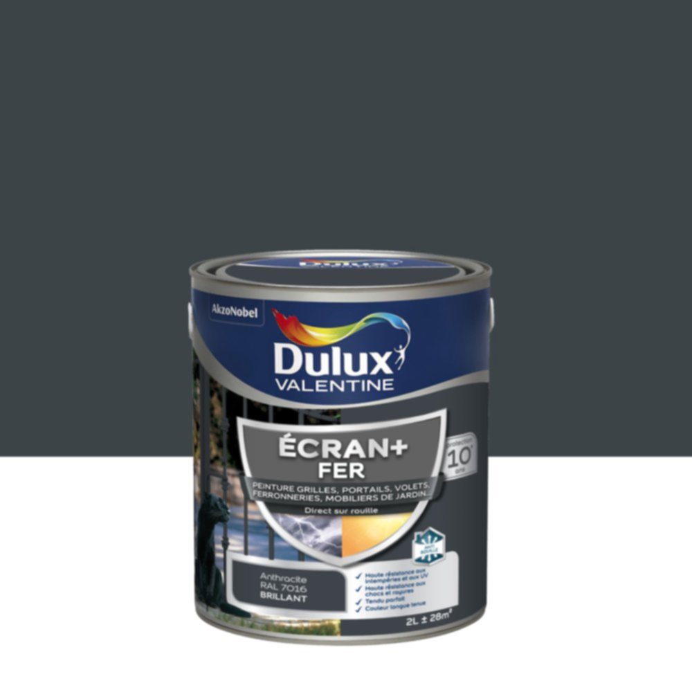 Peinture Ecran+ Fer Brillant Gris Anthracite 2L - DULUX VALENTINE