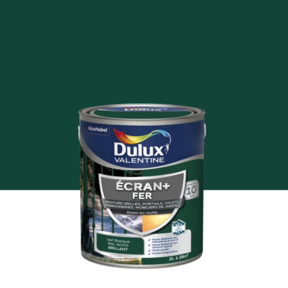 Peinture Ecran+ Fer Brillant Vert Basque 2L - DULUX VALENTINE