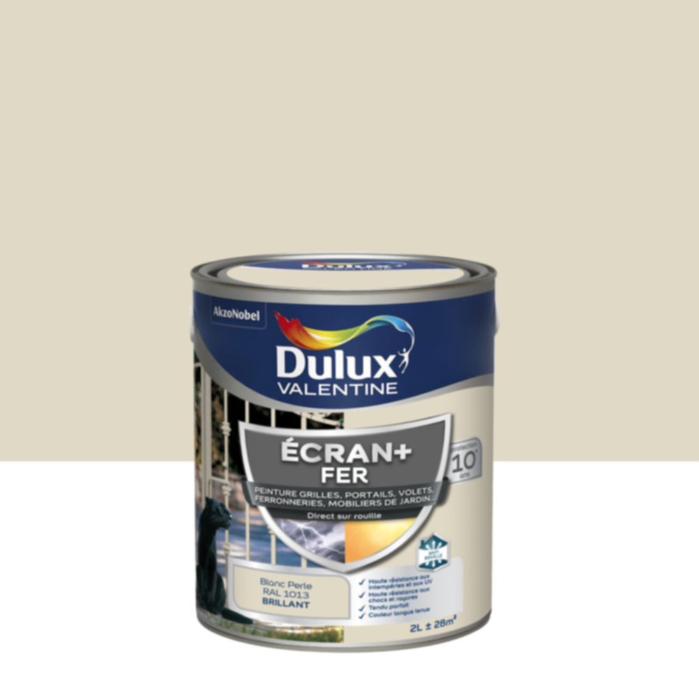 Peinture Ecran+ Fer Brillant Blanc Perlé 2L - DULUX VALENTINE