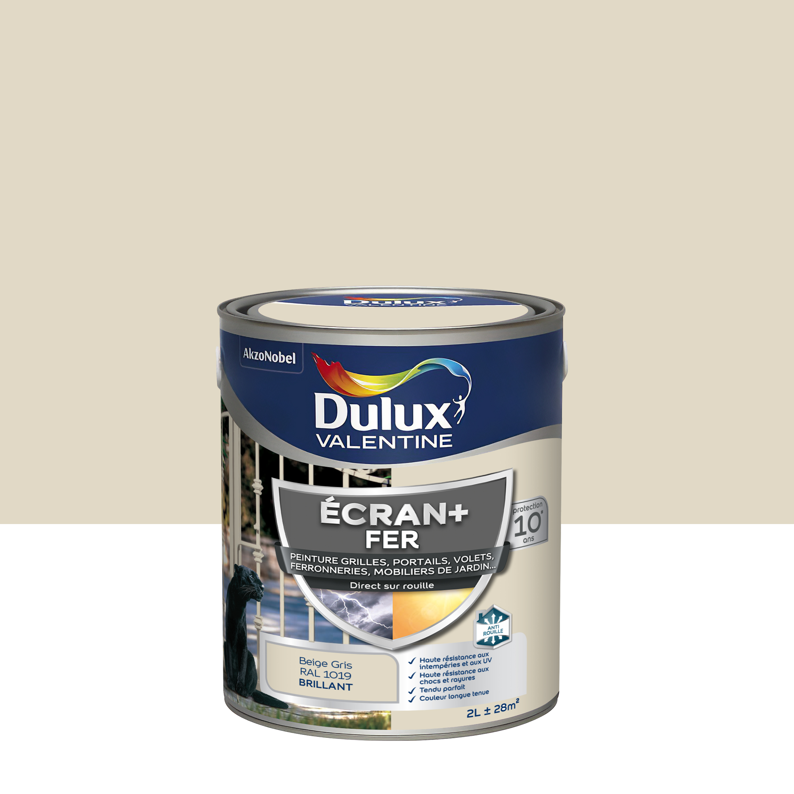 Peinture écran+ fer 2 l beige gris brillant