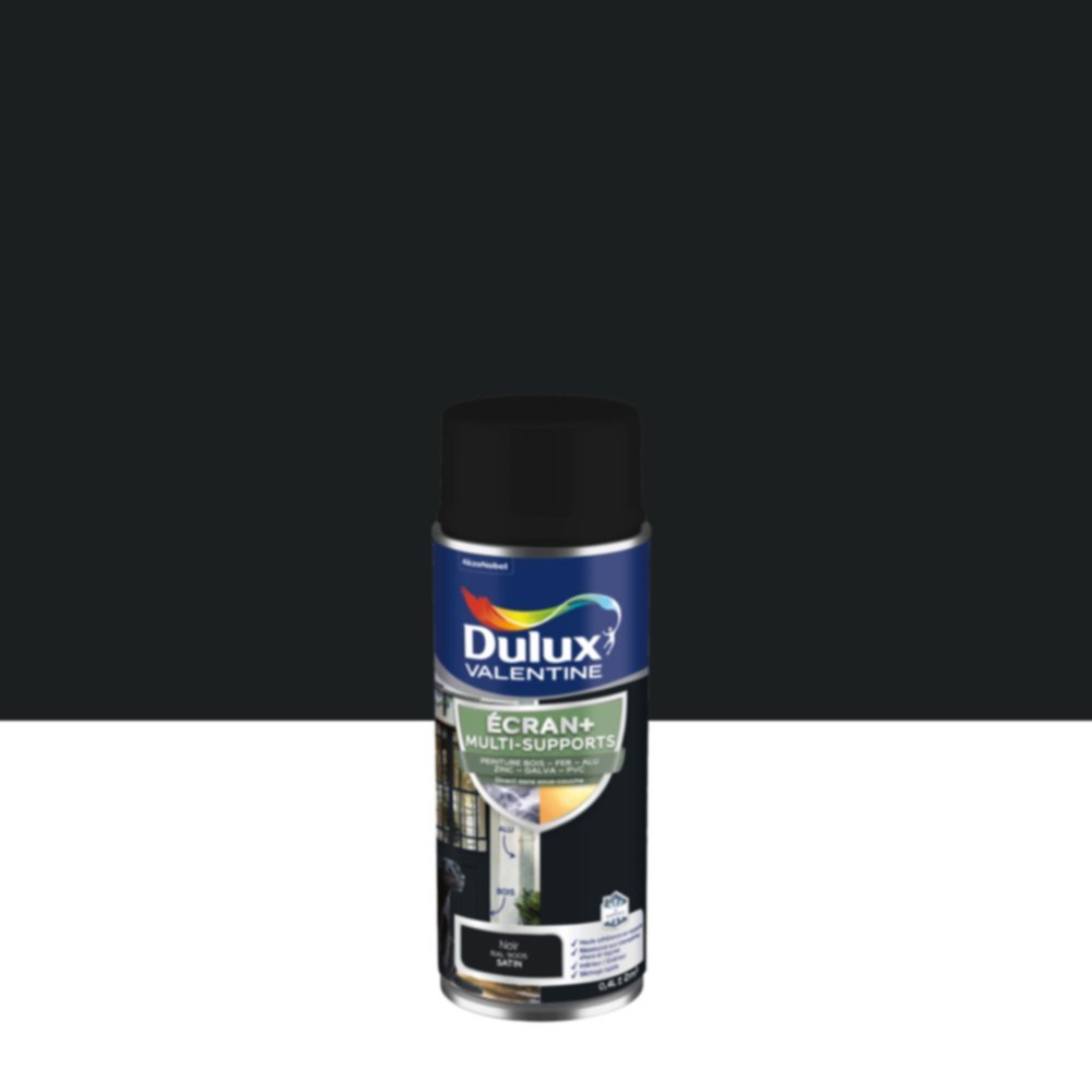 Peinture aérosol Ecran+ Multi-supports Satin Noir 0,4L - DULUX VALENTINE