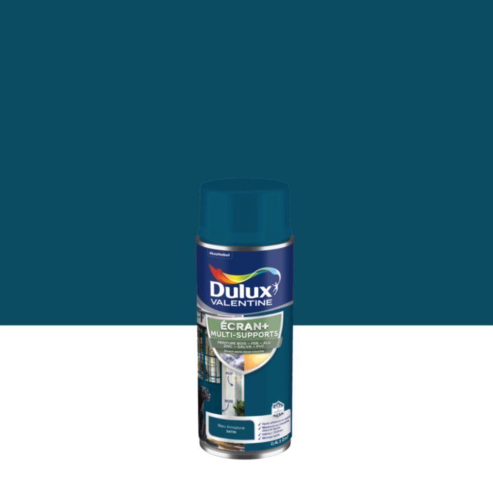 Peinture aérosol Ecran+ Multi-supports Satin Bleu Amazone 0,4L - DULUX VALENTINE