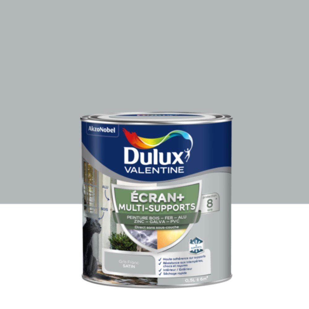 Peinture Ecran+ Multi-supports Satin Gris Franc 0,5L - DULUX VALENTINE