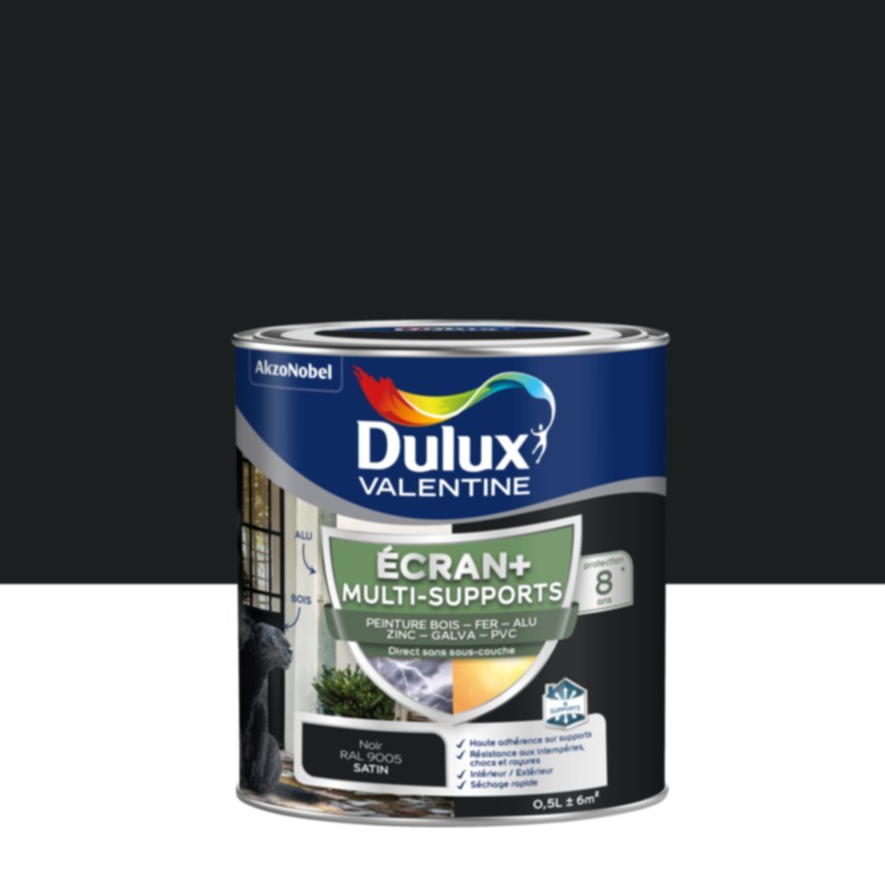 Peinture Ecran+ Multi-supports Satin Noir 0,5L - DULUX VALENTINE