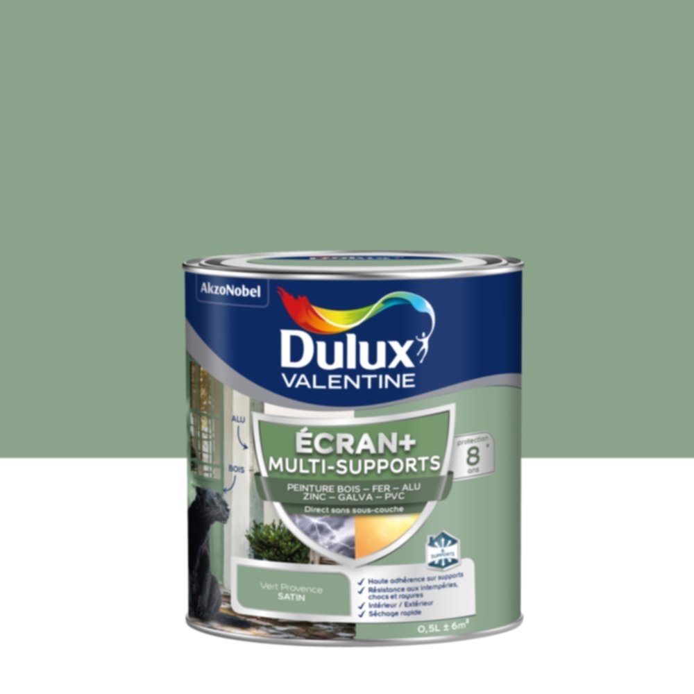 Peinture Ecran+ Multi-supports Satin Vert Provence 0,5L - DULUX VALENTINE