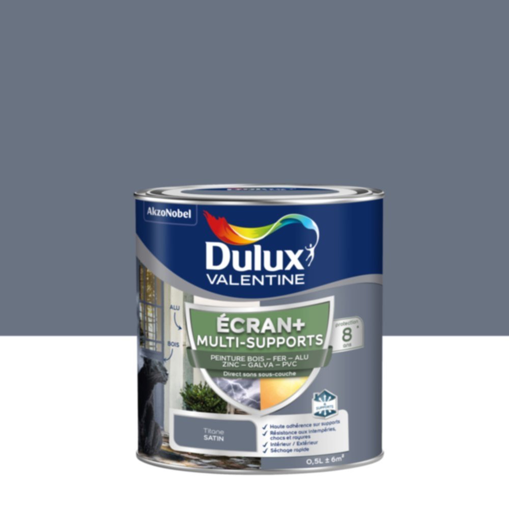 Peinture Ecran+ Multi-supports Satin Titane 0,5L - DULUX VALENTINE