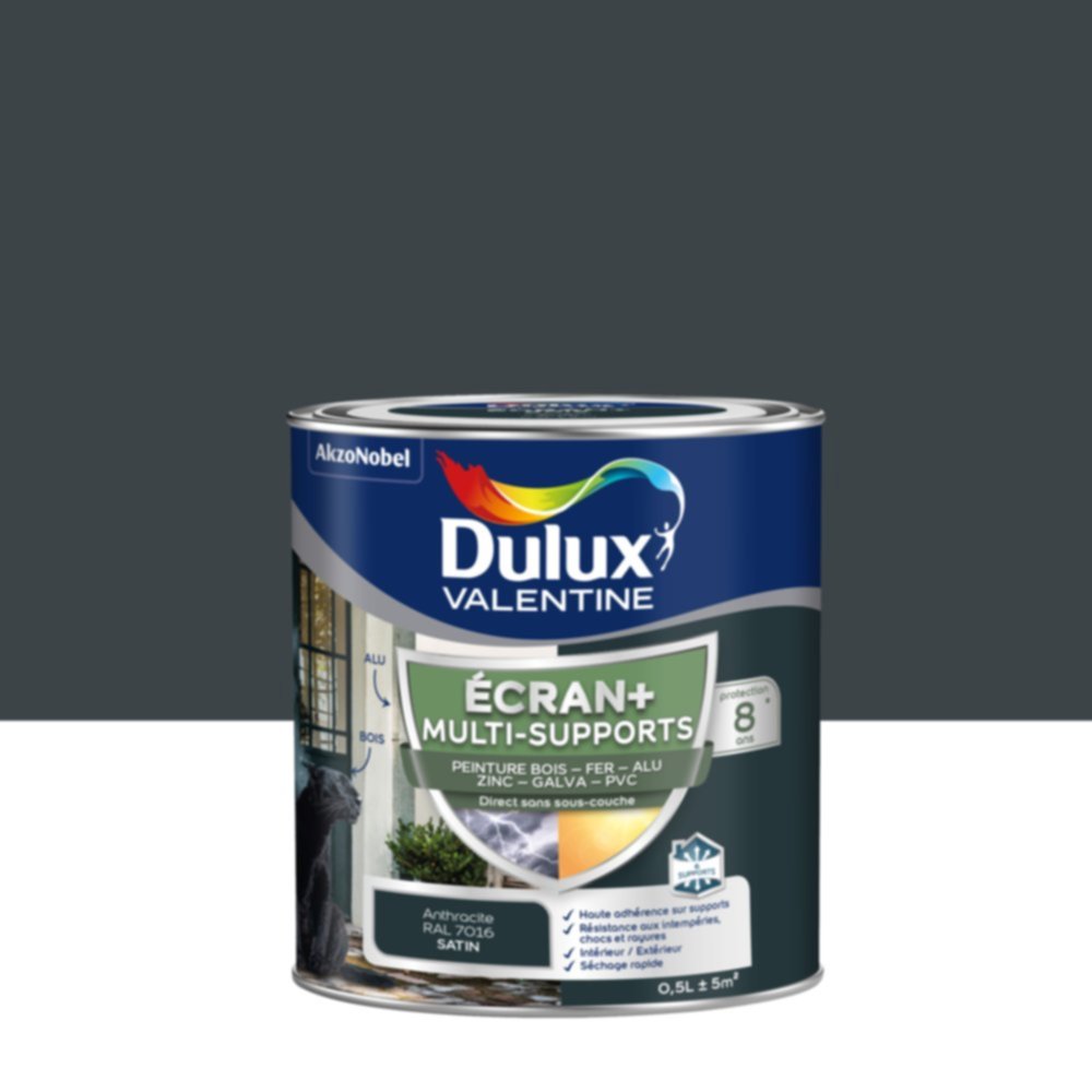 Peinture Ecran+ Multi-supports Satin Gris Anthracite 0,5L - DULUX VALENTINE