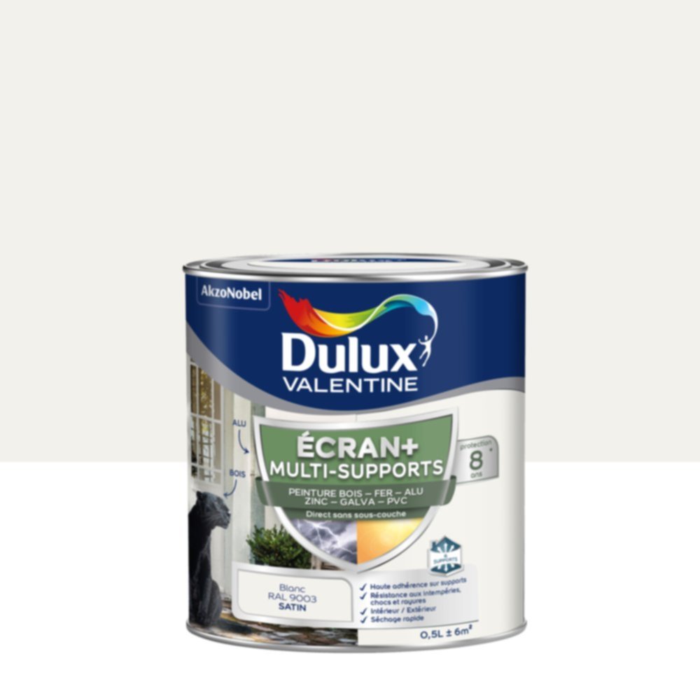 Peinture Ecran+ Multi-supports Satin Blanc 0,5L - DULUX VALENTINE