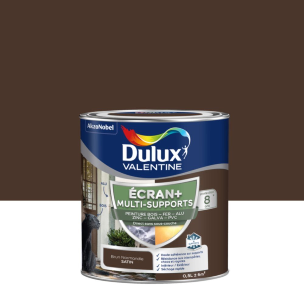 Peinture Ecran+ Multi-supports Satin Brun Normandie 0,5L - DULUX VALENTINE