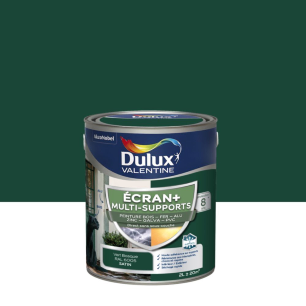 Peinture Ecran+ Multi-supports Satin Vert Basque 2L - DULUX VALENTINE