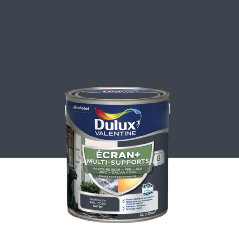 Peinture Ecran+ Multi-supports Satin Gris Anthracite 2L - DULUX VALENTINE