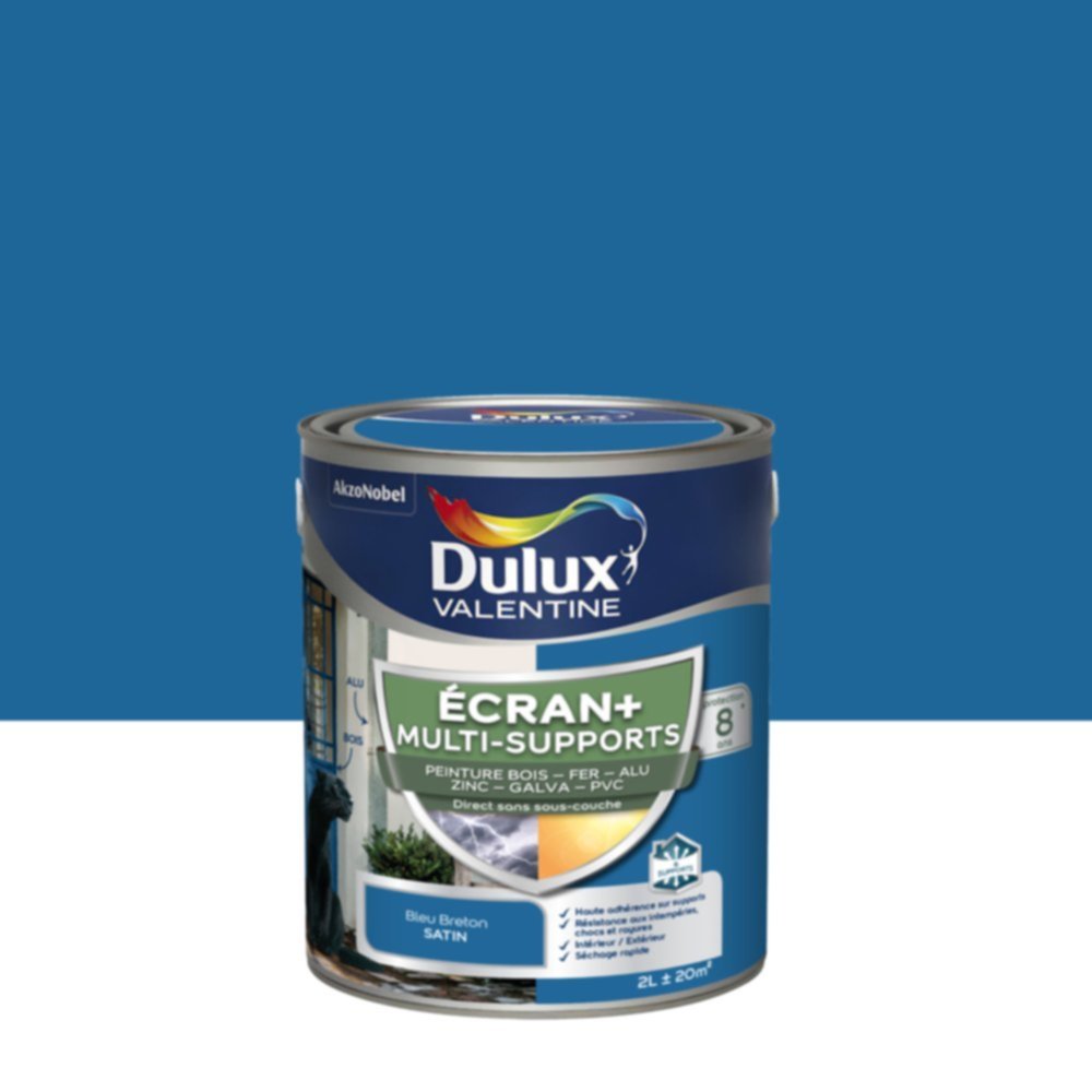 Peinture Ecran+ Multi-supports Satin Bleu Breton 2L - DULUX VALENTINE